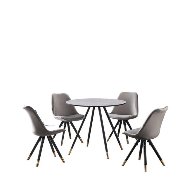 Sofia Dorchester LUX Dining Set – Sleek Grey Dining Table with Set of 4 Chairs, Modern Elegant Design for Stylish Dining Rooms Grey Dark Grey
