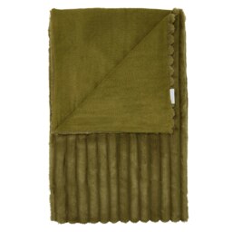 Catherine Lansfield Cosy Ribbed Faux Fur Soft 130x170 cm Blanket Throw Olive Green