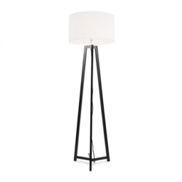 ValueLights Lottie Black Wood Tripod Floor Lamp Cream Boucle Shade