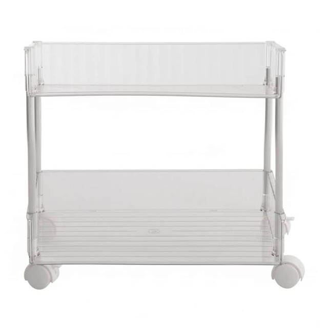Living and Home 2-Tier Transparent Rolling Storage Cart Clear