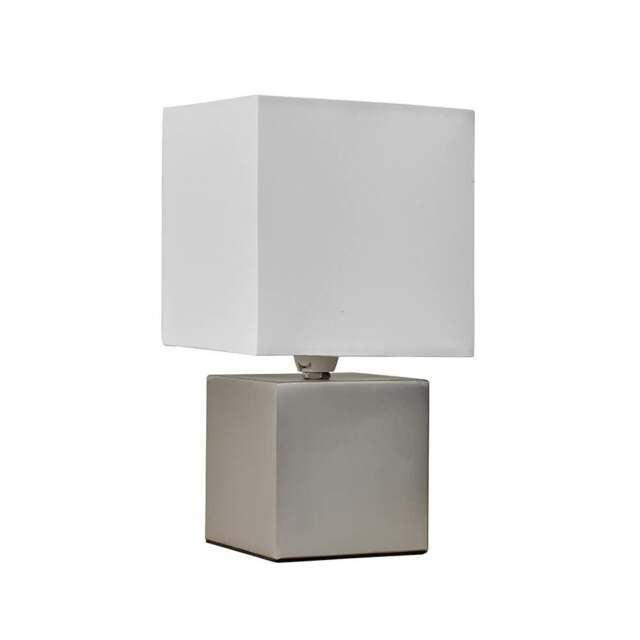 ValueLights Cubbie Chrome Cube Touch Table Lamp White Shade & Bulb Chrome