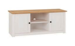 Panama 2 Door 1 Shelf Flat Screen TV Unit - L40 x W120 x H50.5 cm - White - Natural Wax