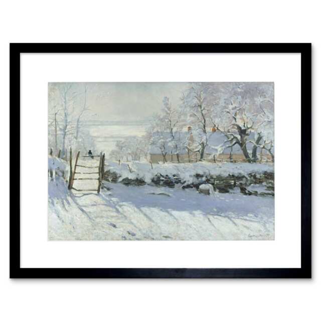 "Claude Monet Magpie Old Master Home Decor 12x16"" Framed Wall Art Print"