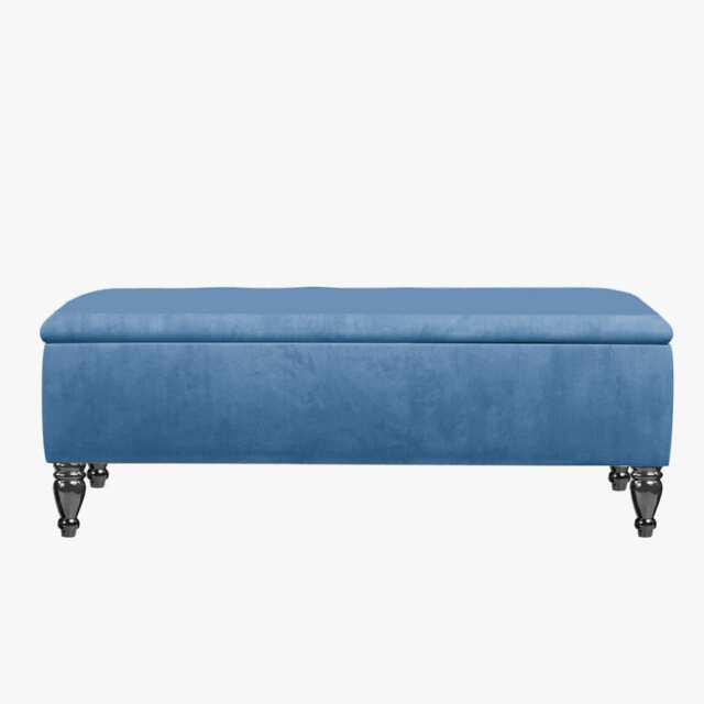 Lisbon Plain 90cm Ottoman Storage Bench - Plush Velvet Shoe Bench - Duck Egg Upholstery Footstool with Storage