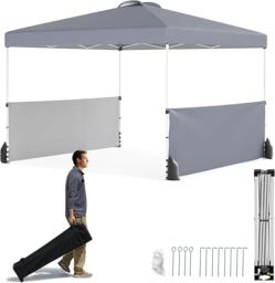 COSTWAY 3m x 3m Pop up Canopy Tent Garden Gazebo Grey