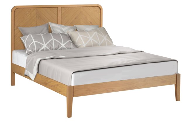 4ft6 Double Real oak,Solid panel,strong,wood bed frame.Low foot end wooden bedstead Clear Real Oak Double