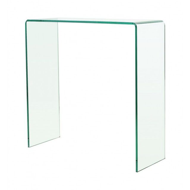 Crystal Small Stylish Curved Glass Hallway Console Table Clear Clear