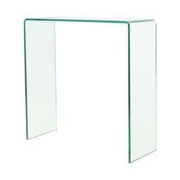 Crystal Small Stylish Curved Glass Hallway Console Table Clear Clear