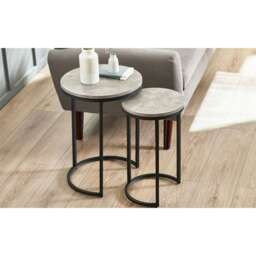 Concrete Effect Nesting Side Tables Grey Grey