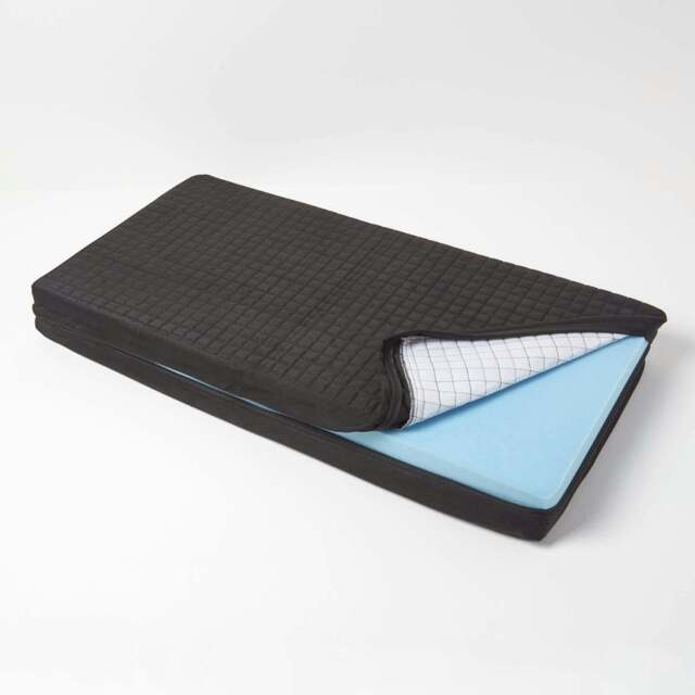 Homescapes Black Quilted Polyester 2 Seater Orthopaedic Booster Cushion Cover Black Black 100 x 50 x 10 cm