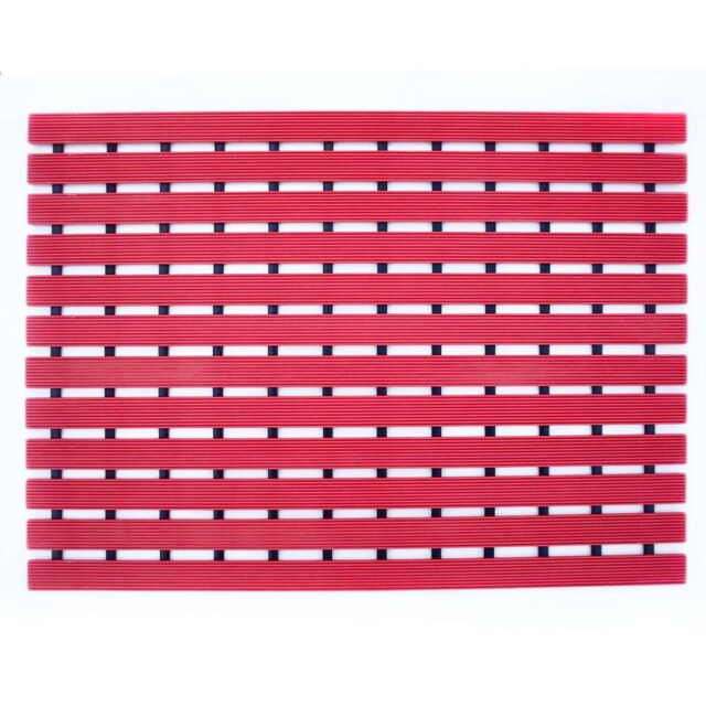 PVC Duckboard Non-Slip Shower Mat - 61cm x 43cm Red Red