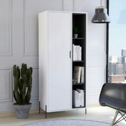 Dallas Bookcase Display Unit - White and Carbon Grey Oak Effect with Modern Open-Plan Storage and Display White White & Carbon Grey One Size 1