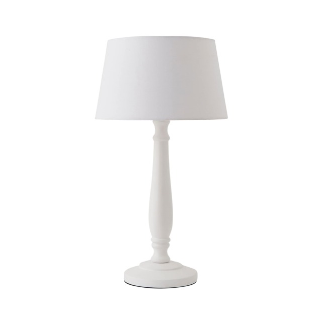 ValueLights Victoria White Wood Table Lamp White Taper Shade White White