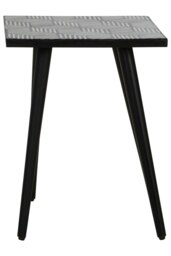 Side Table With Angular Base,Black & White Bedside Table,Geometric Wooden Side Table With 4 Splayed Legs Black