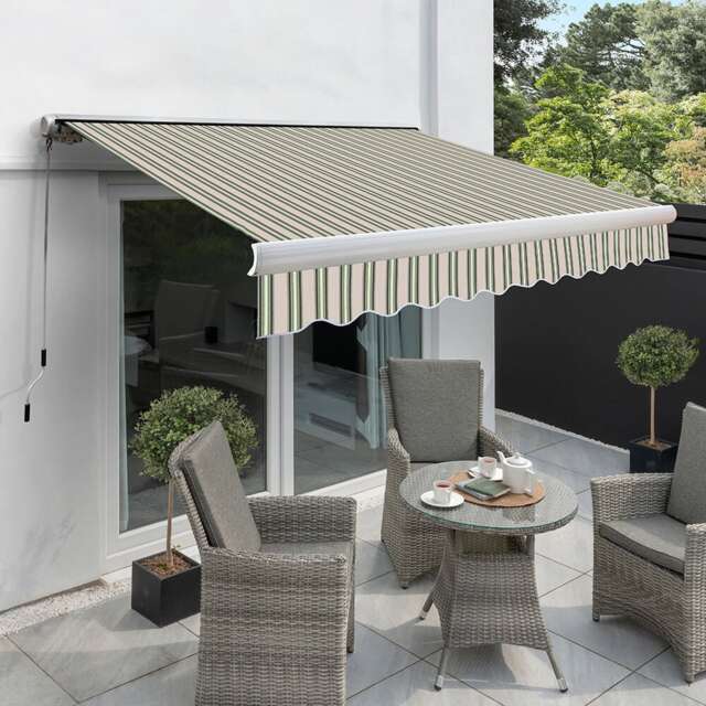 Awnings 4.5m x 3.0m Retractable Electric Full Cassette Multistripe Awning Multi Multistripe