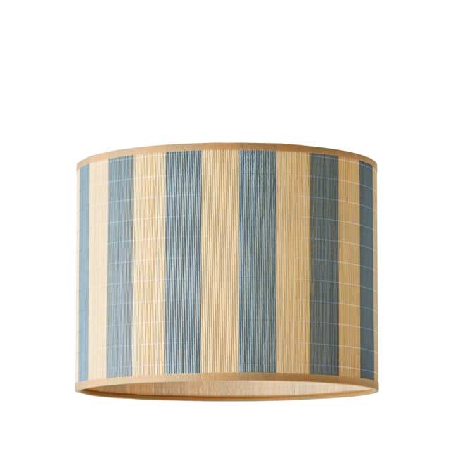 ValueLights Lori Blue Stripe Bamboo Drum Ceiling Shade