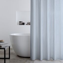 Catherine Lansfield Timeless Stripe Shower Curtain Blue One Size
