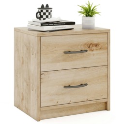 COSTWAY 2-Drawer Nightstand Modern Bedside Table Oak Brown