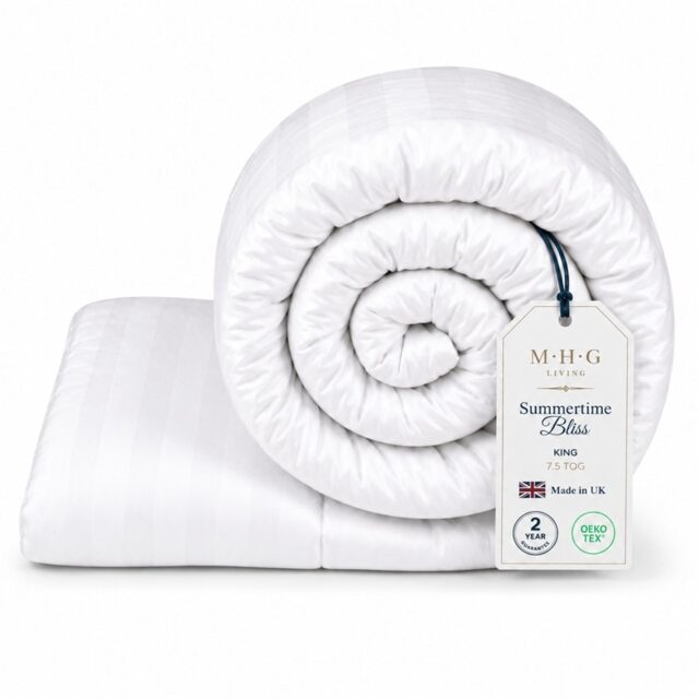 MHG Living 7.5 Tog Summer Duvet – Lightweight Cooling Hollowfibre Quilt for Hot Sleepers White King