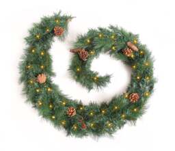 Best Artificial 6ft Colorado Pine Christmas Garland with Pine Cones with 50 warm white battery lights