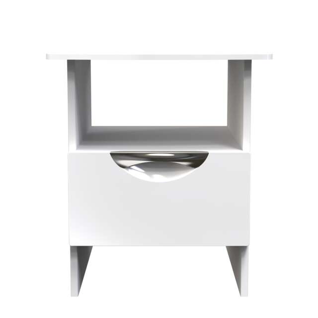 Holborn Bottom Drawer Lamp Table in White Gloss & White Matt (Ready Assembled) White White Gloss & White Matt
