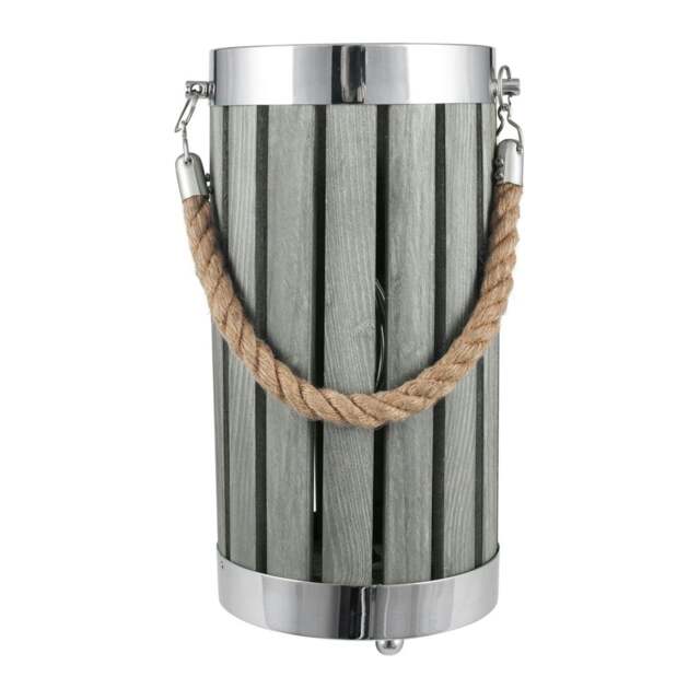 Grey Wash Wood Small Lantern Table Lamp