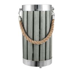 Grey Wash Wood Small Lantern Table Lamp