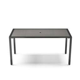Living and Home 150cm Rectangular Outdoor Dining Table with Parasol Hole Grey - 150*70*75cm Grey