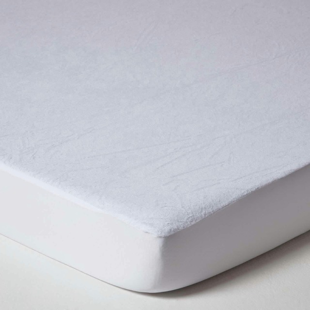 Homescapes Terry Towelling Waterproof Mattress Protector - Double White Double