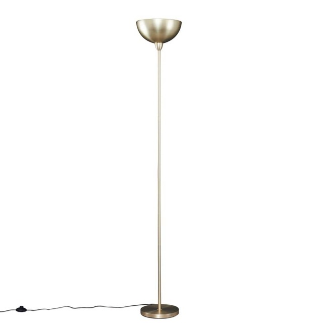 ValueLights Forseti Gold Uplighter Floor Lamp Bowl Shaped Shade