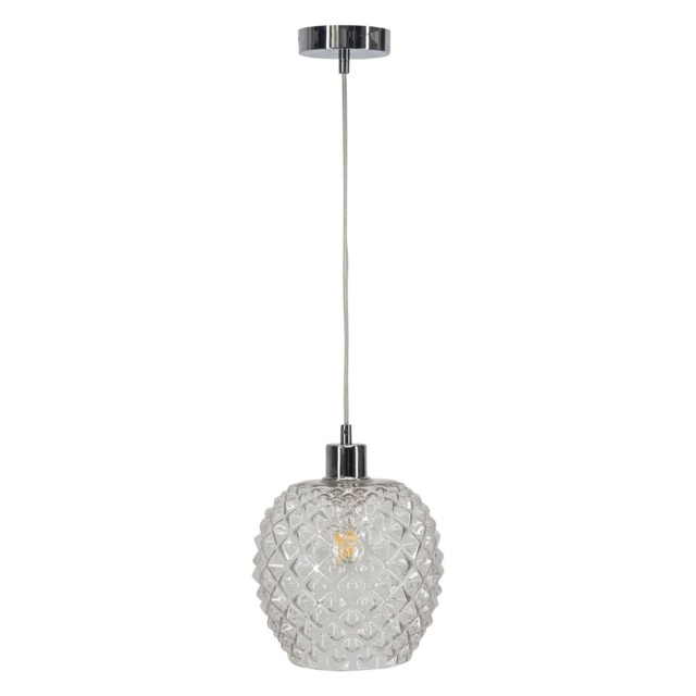 Baine - Clear Textured Glass with Chrome Pendant Fitting Clear Clear 1