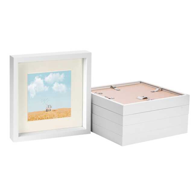 "Nicola Spring 10 x 10"" Photo Frames - Ivory Mount 3D Photo Frame Picture Frame Box Portrait Display Case & Spacer (53 x 53cm) x5"