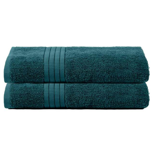 OHS 2 x Luxury 100% Cotton 500GSM Bathroom Bath Sheet Towels, 90x150cm - Dark Teal