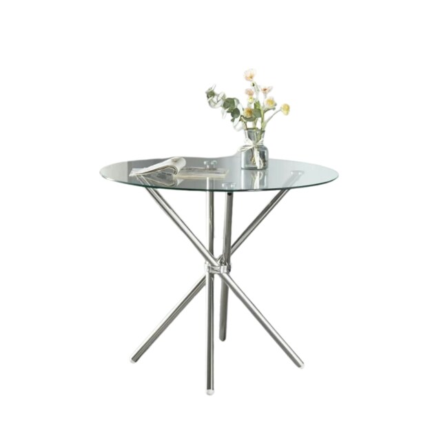Round Glass Coffee Table With Stainless Steel Legs Silver Silver