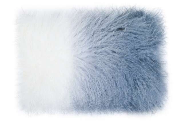 Bosie Real Mongolian Fur Grey Ombre Rectangular Cushion White
