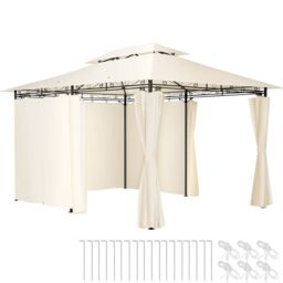 Gazebo Emine - 4 x 3 m, double roof system, 6 side panels, water-repellent Cream cream 400 x 300 x 265 cm 1
