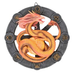 Anne Stokes Litha Resin Dragon Plaque - Orange/Grey - One Size