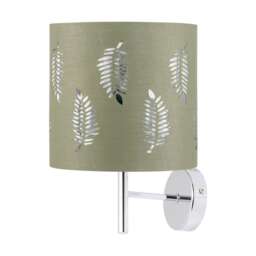 Brea - Chrome Wall Light with Sage Green Fern Shade Chrome Green 1