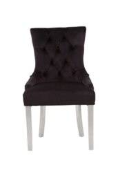 Interiors by Premier Stylish Black Velvet Dining Chair, Modern Chair For Kitchen Counter, Comfortable Velvet Upholstered Chair Black