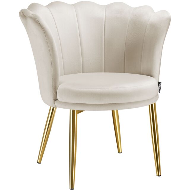 Armchair Stella - faux fur or velvet, thick padding, 67x64x76cm Cream velvet look cream/gold One Size 1