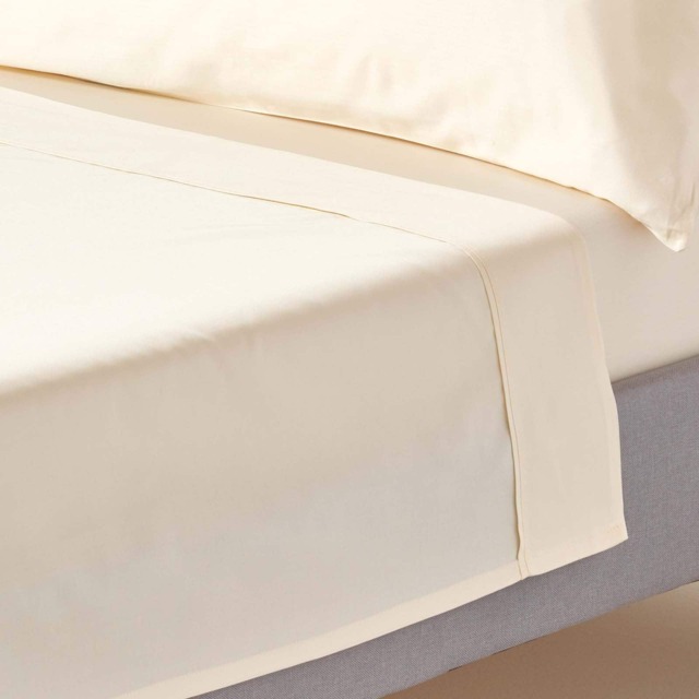 Homescapes Cream Organic Cotton Flat Sheet 400 TC, Single Cream Single