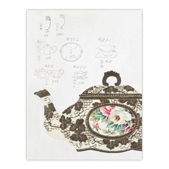 "Vintage Floral Design For Teapot Vintage Wall Art Print Noritake 24x32"""