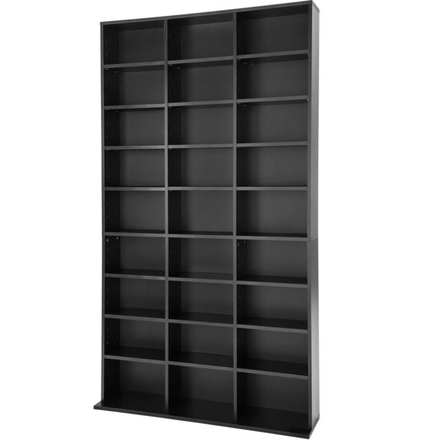 CD Shelf Unit Christel - 27 compartments for up to 1080 CDs Black black 102 x 23,50 x 180 cm 1
