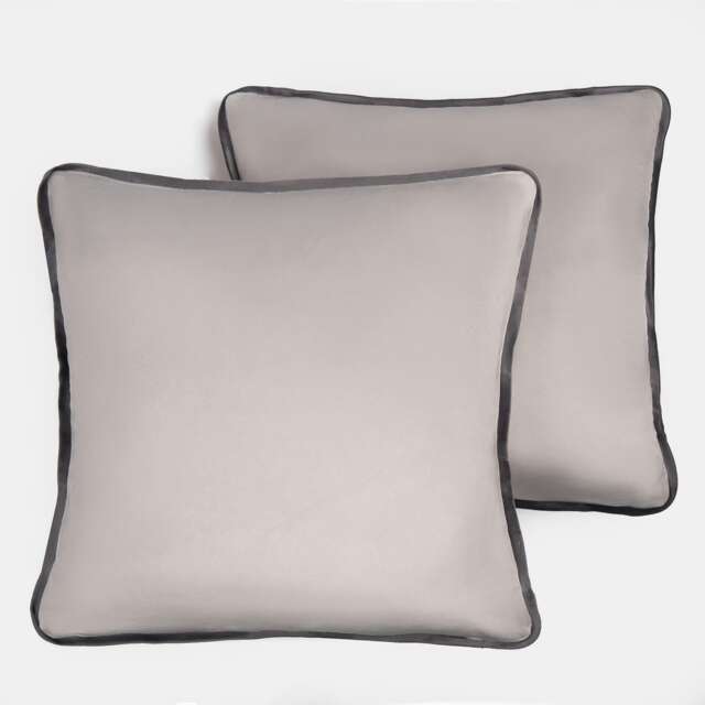 OHS 2 x Matte Velvet Piped Edge Cushion Covers, 45x45cm - Grey