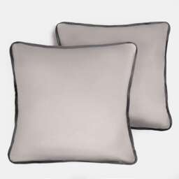OHS 2 x Matte Velvet Piped Edge Cushion Covers, 45x45cm - Grey