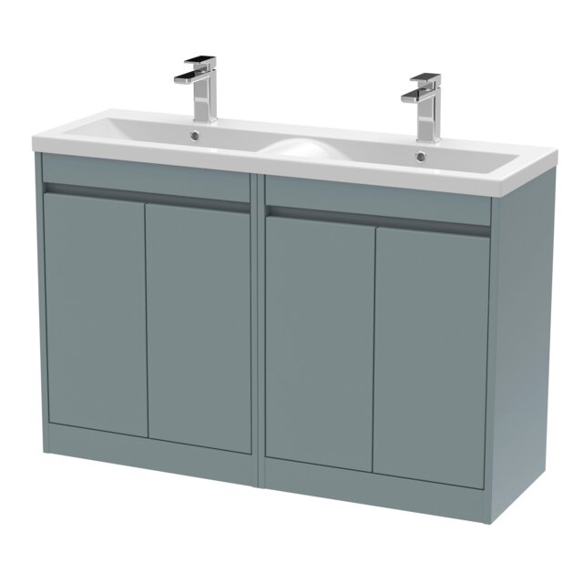 Balterley Chartley 4 Door Vanity Unit, Ceramic Basin, 1200mm, Coastal Grey