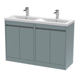 Balterley Chartley 4 Door Vanity Unit, Ceramic Basin, 1200mm, Coastal Grey