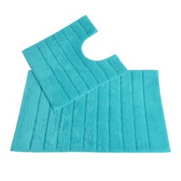 Ribbed Two Piece Bath Mat Set - Turquoise