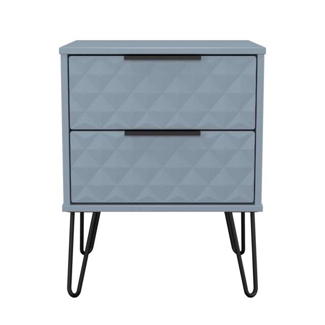 Islay 2 Drawer Compact Bedside Cabinet in Denim Blue (Ready Assembled) Blue Denim Blue