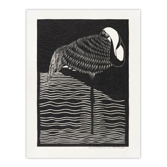"Stylised White Necked Crane De Mesquita Wall Art Poster Print 12X16"""